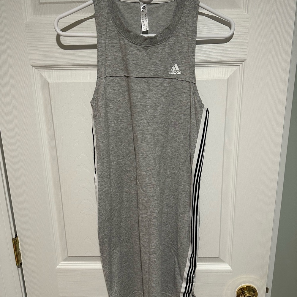 adidas Gray Sleeveless Athletic Dress with Side Stripes